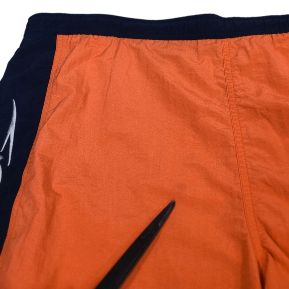 Vintage 90s Speedo Mesh Lined Swim Trunks Orange Nylon Men's Size Large - Picture 4 of 13